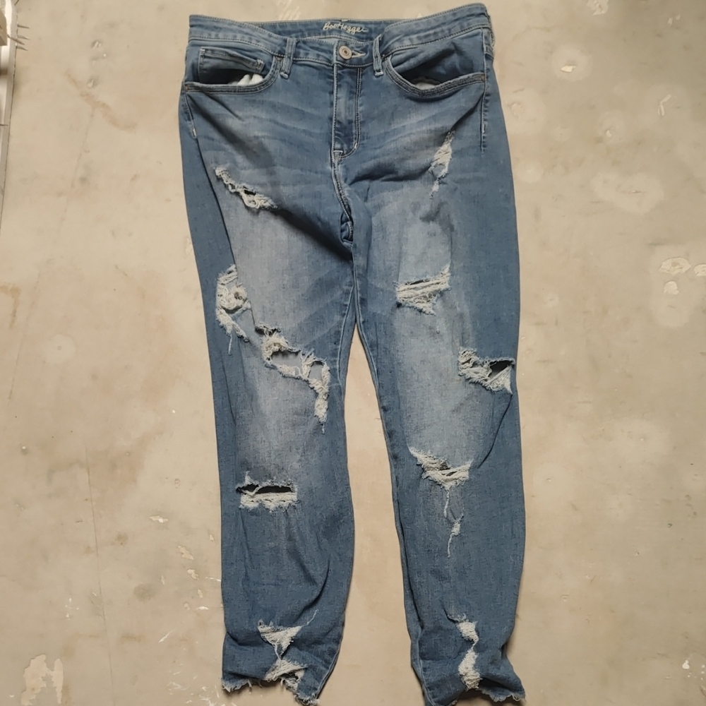 Distressed Blue Jeans